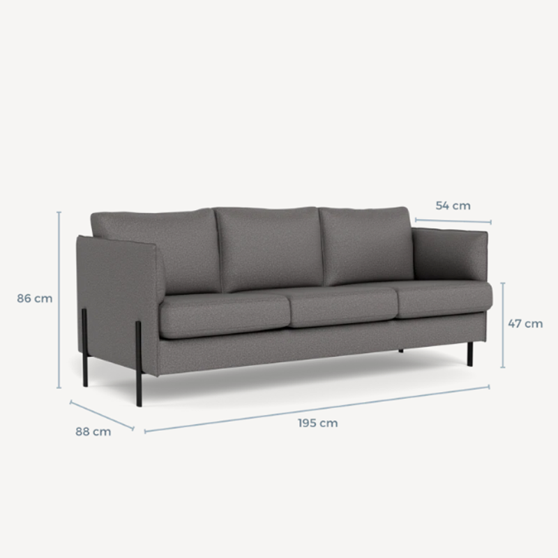 Unite-365-36-graa-5-3 London 3 personers sofa i Unite 365/36 Grå stof