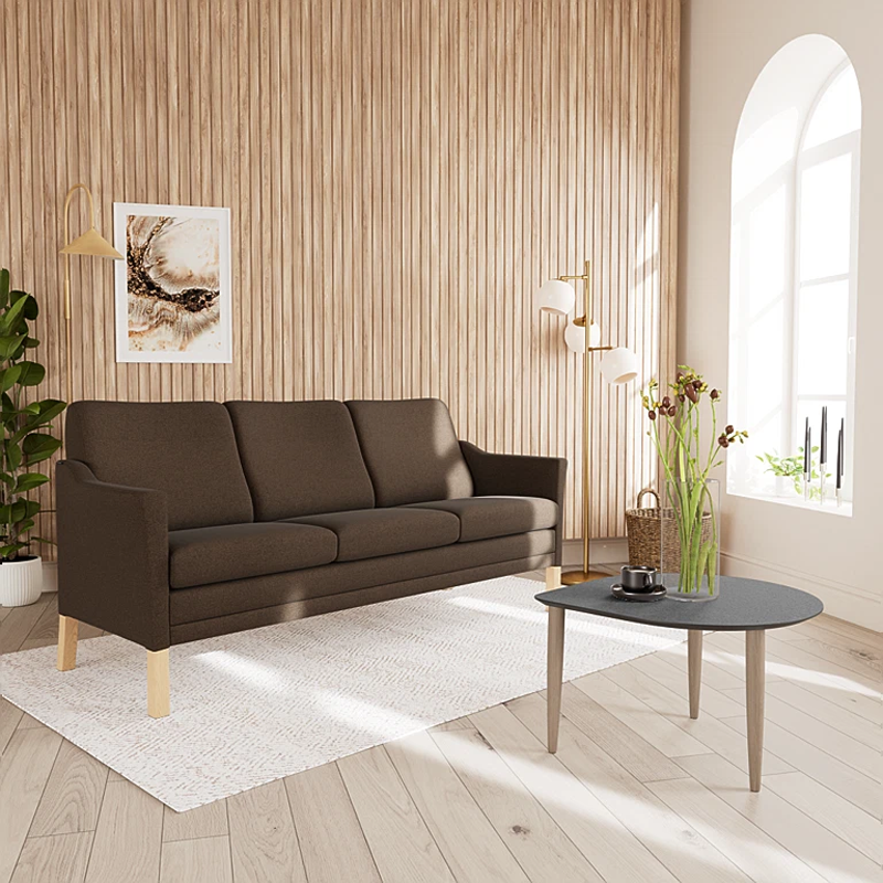 milos-261-02-brun-2-3 Milos 3 personers sofa i Cosmo 245/12 Brun stof