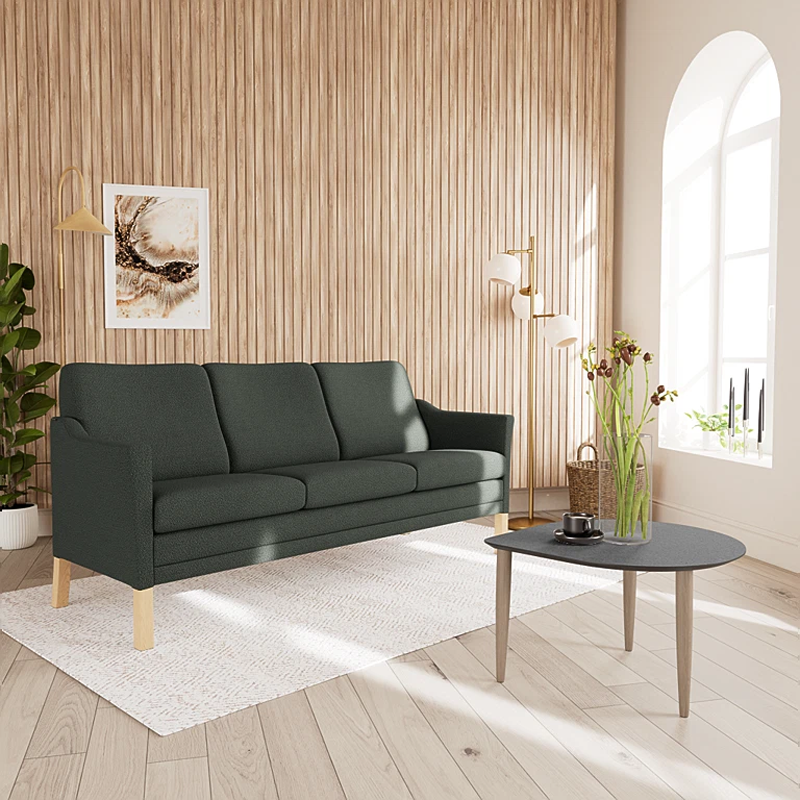 milos-245-03-m-groen-4-3 Milos 3 personers sofa i Cosmo 245/03 Grøn stof