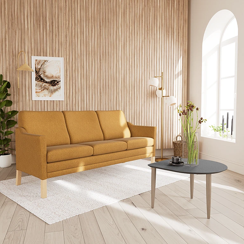 milos-261-06-gul-2-3 Milos 3 personers sofa i 261/06 Gul stof