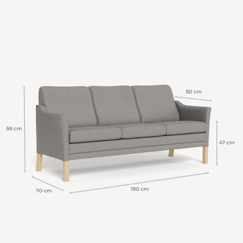 milos-261-08-graa-5-3 Milos 3 personers sofa i 261/08 Grå stof